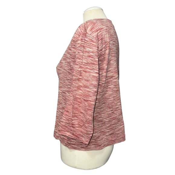 New York & Company Womens Pink Striped V-Neck Top 3/4 Sleeve Relaxed Fit XL 100% - Picture 5 of 7